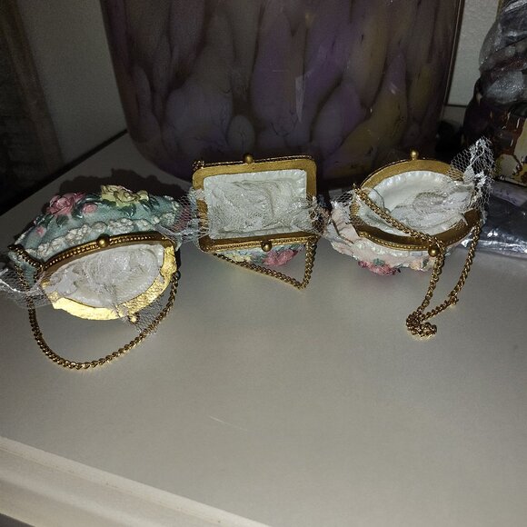 Lilian Vernon Victorian Ornaments Decor Lace Handbag Purse Couture Vanity Set - Picture 8 of 9